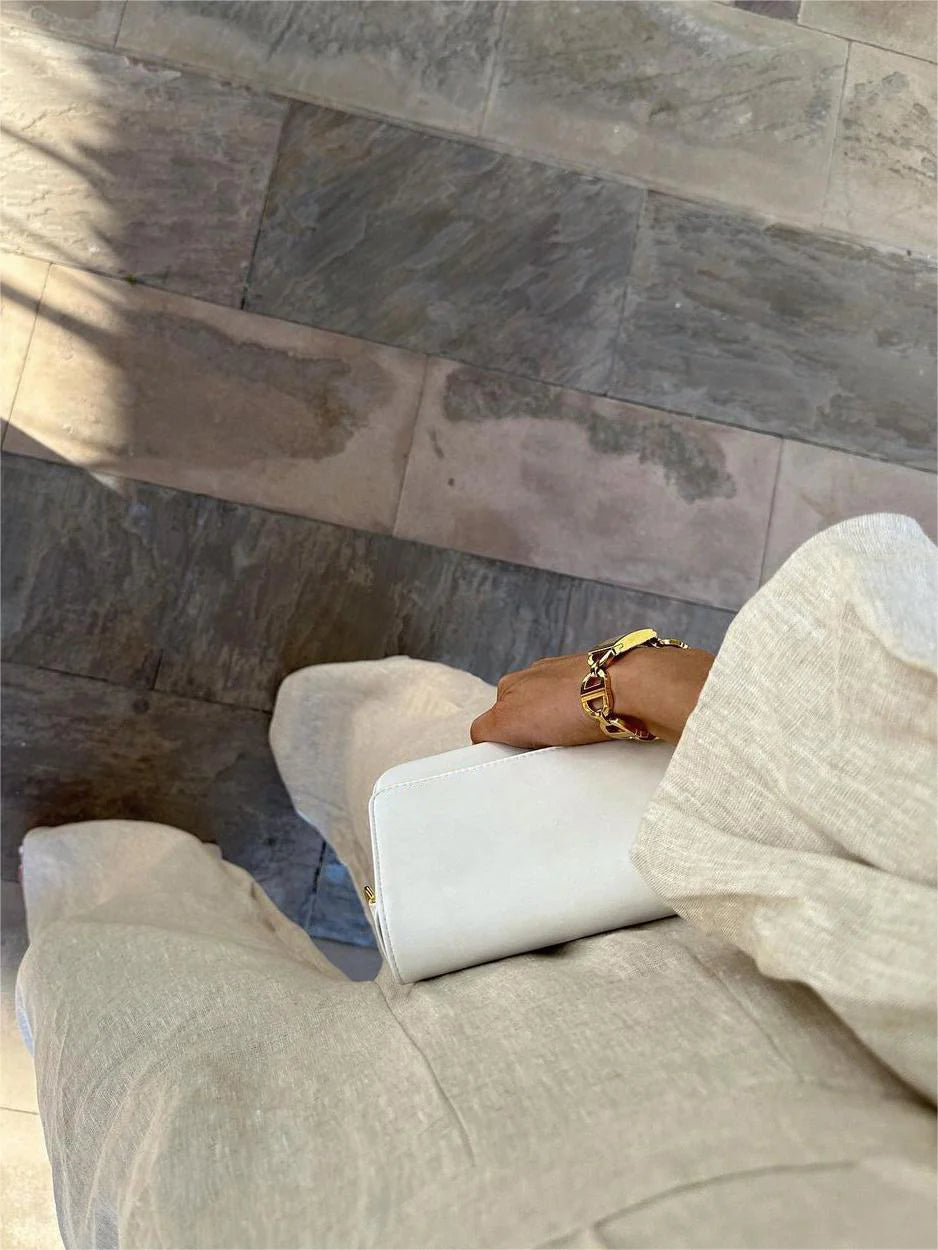 Combinaison Lin Chic à Manches Bouffantes