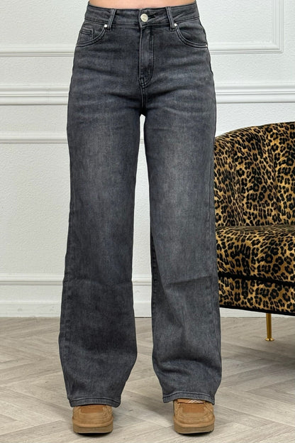 Jean super stretch à jambes larges - Gris foncé