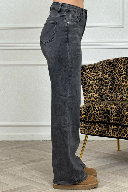 Jean super stretch à jambes larges - Gris foncé