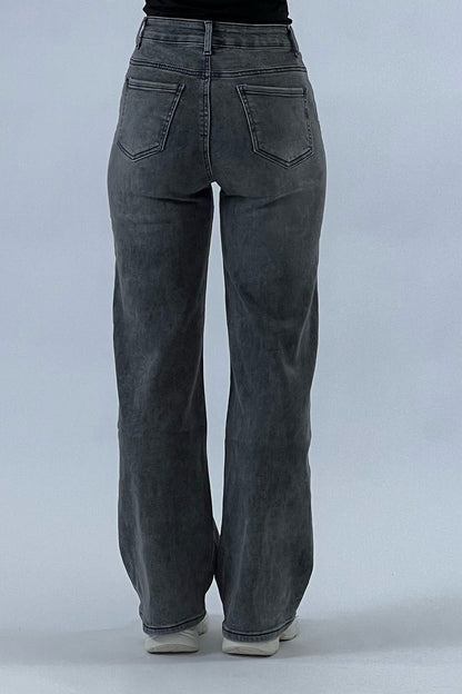 Jean super stretch à jambes larges - Gris foncé