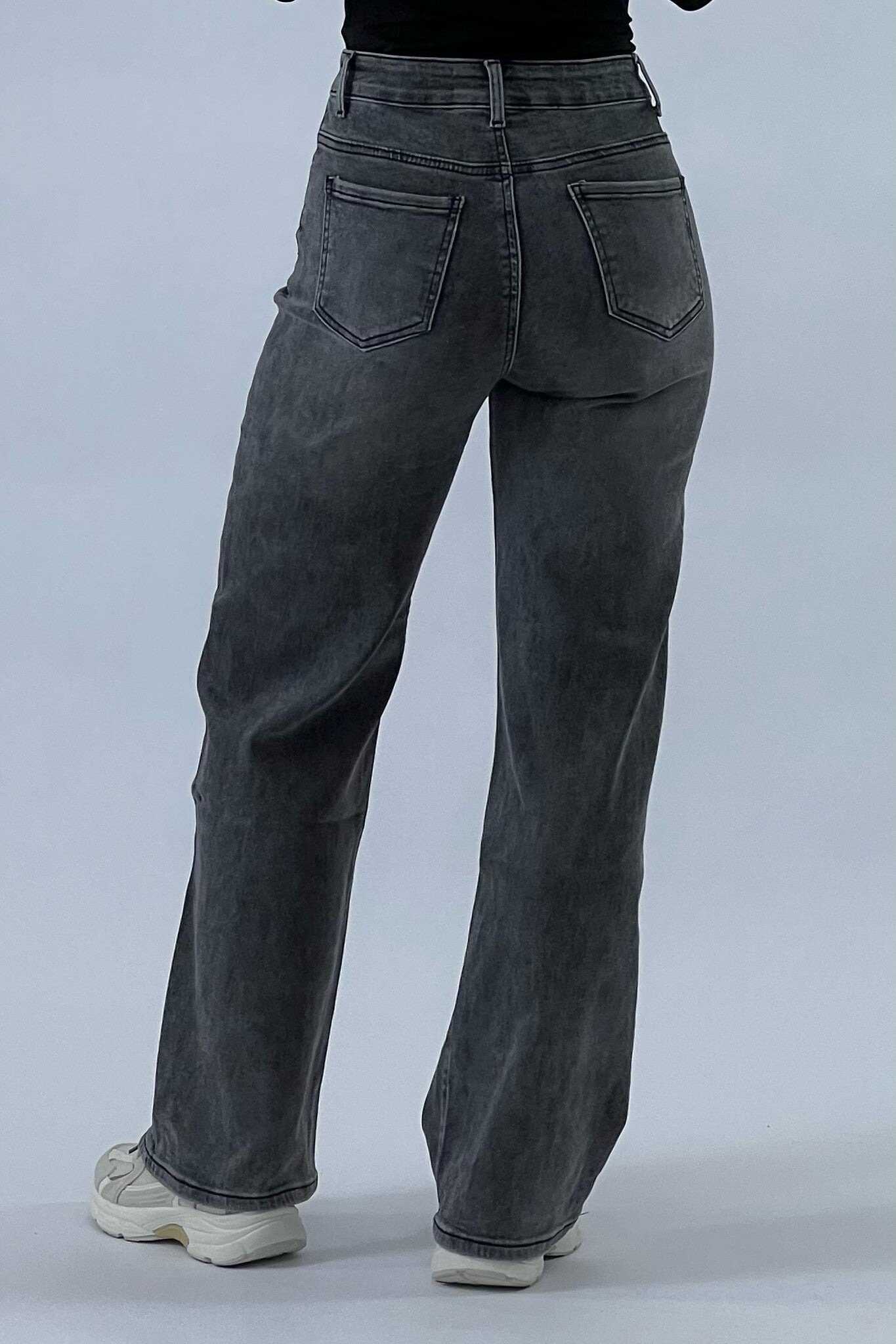 Jean super stretch à jambes larges - Gris foncé