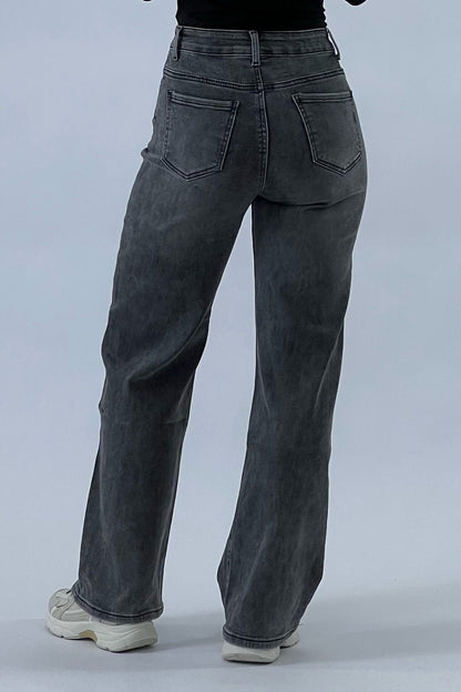 Jean super stretch à jambes larges - Gris foncé